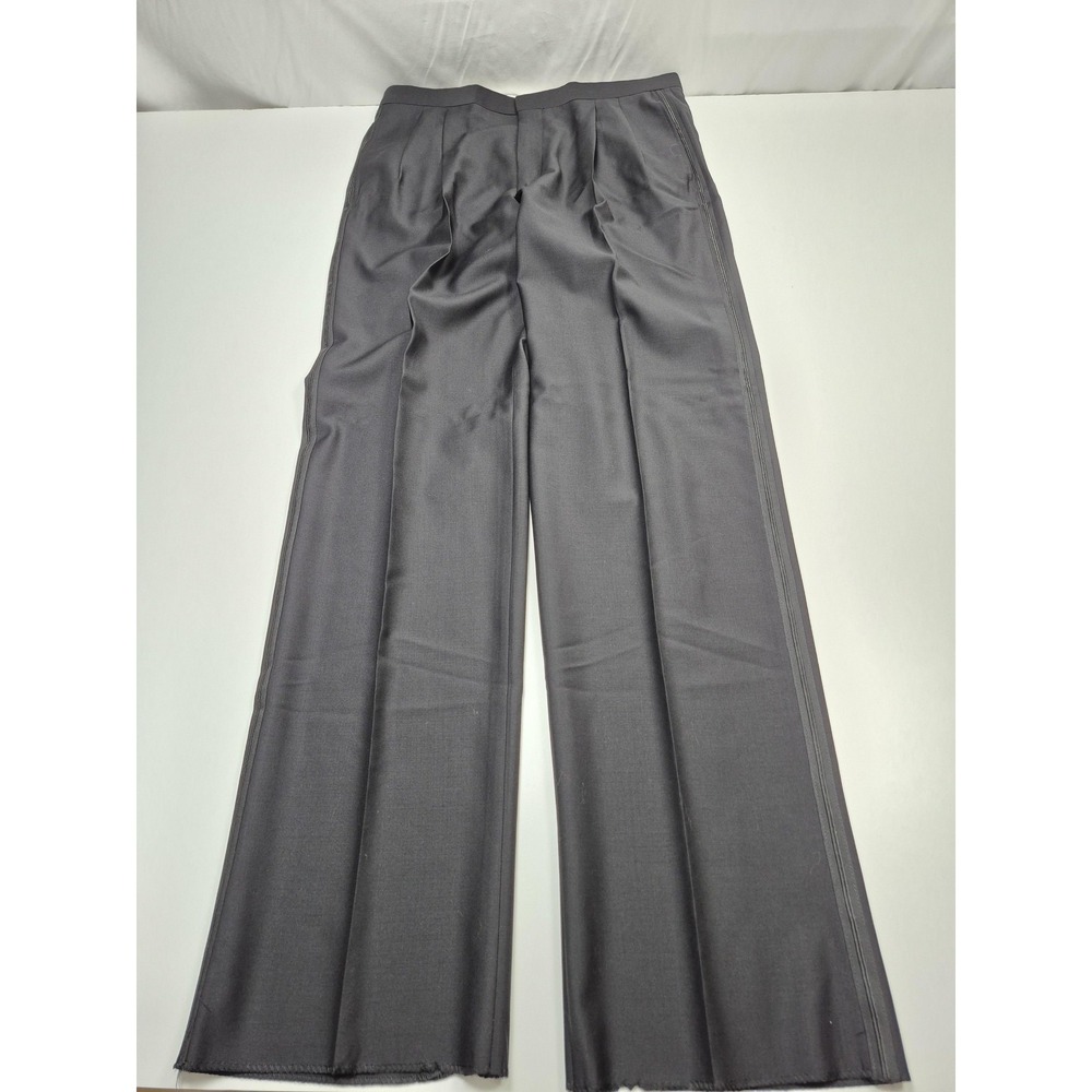 Lubiam Dress Pants Mens 36x36 Black Wool Pleated Wide Leg Tuxedo Unhemmed Formal